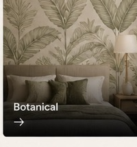 Dark dining room with botanical mural