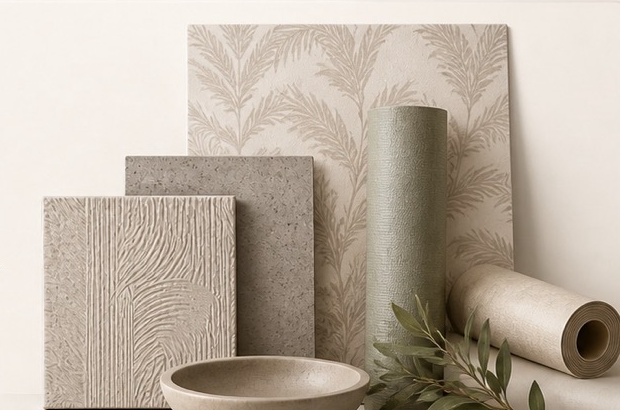 Commercial wallpaper and materials still life